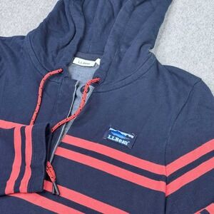 L.L. Bean Navy Hoodie with Coral Stripe Accents